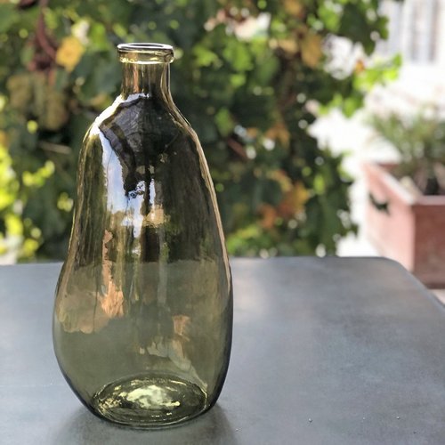 Vase bonbonne en verre bosselé Couleur vert Decoclico