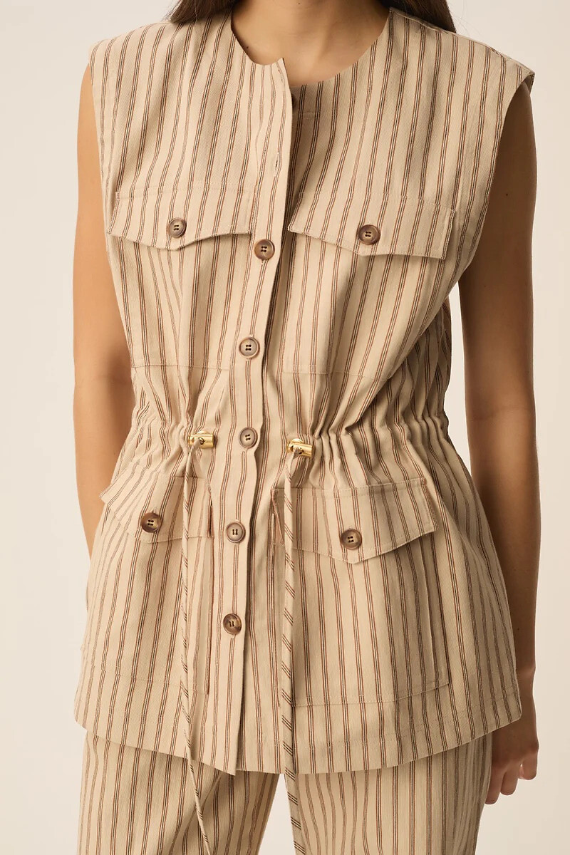 Veste sans manches rayée, VALENTINA, DES PETITS HAUTS