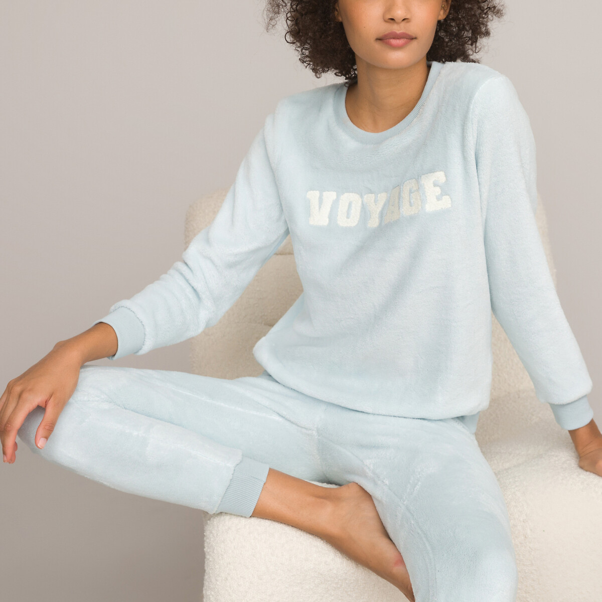 Slogan Pattern Fleece Pyjamas