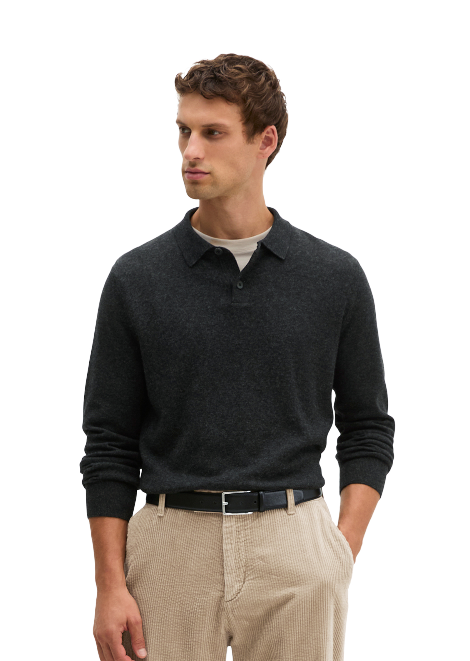 Polo en maille, coupe classique en mélange doux de coton biologique et de laine vierge, MARC O'POLO