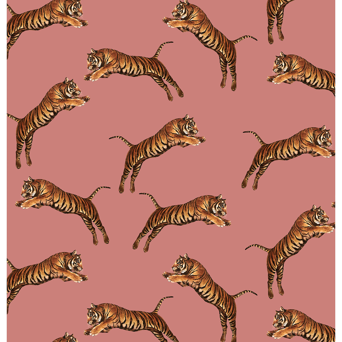 10m pouncing tigers blossom wallpaper blush pink Paloma Home  La Redoute