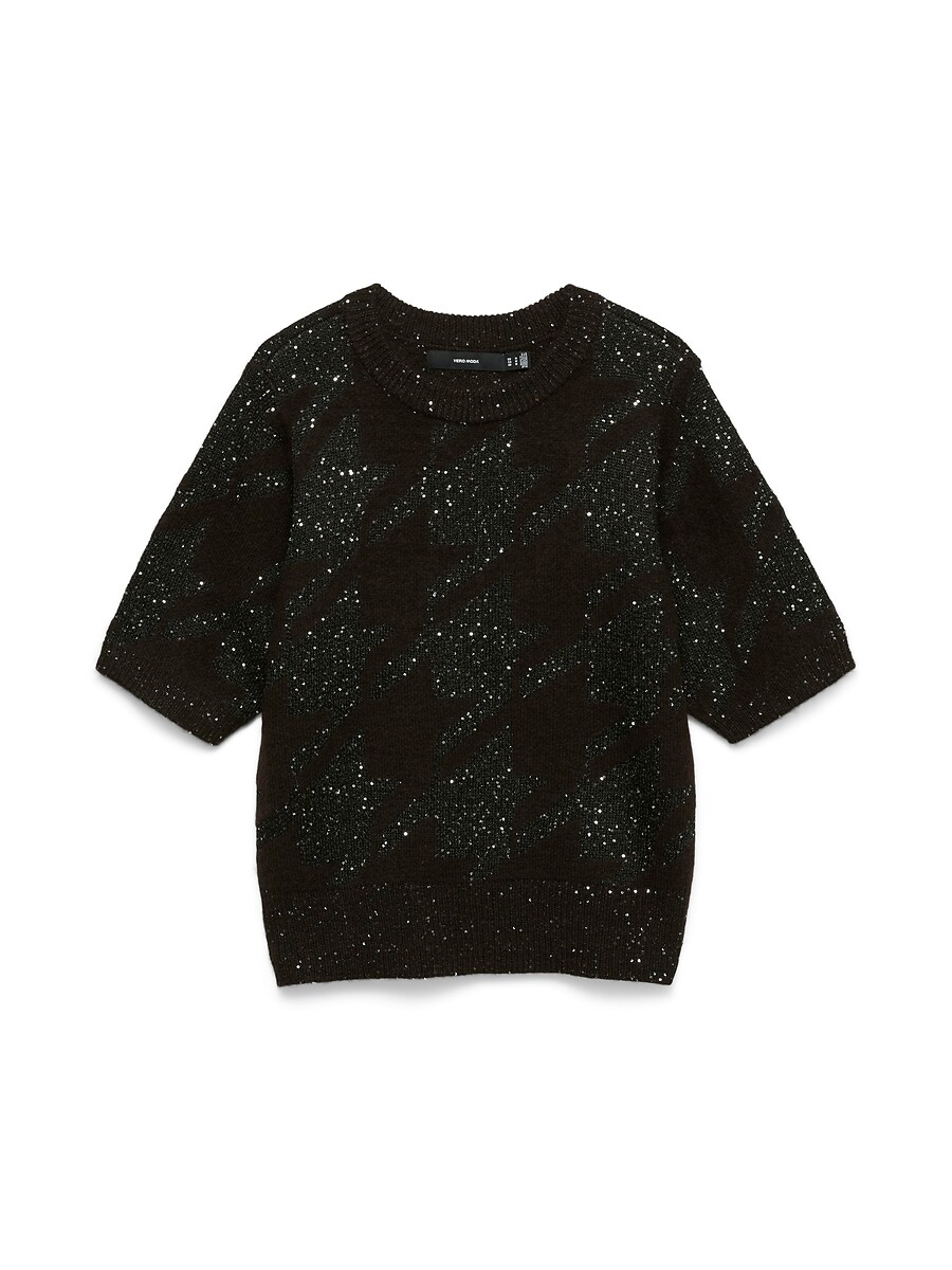 Pull a maniche corte in maglia con paillettes, VERO MODA