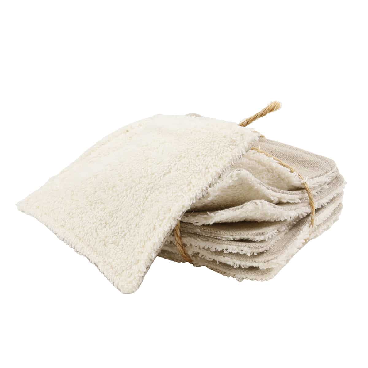 Lot de 8 lingettes lavables en coton et lin LINELLE, LINANDELLE