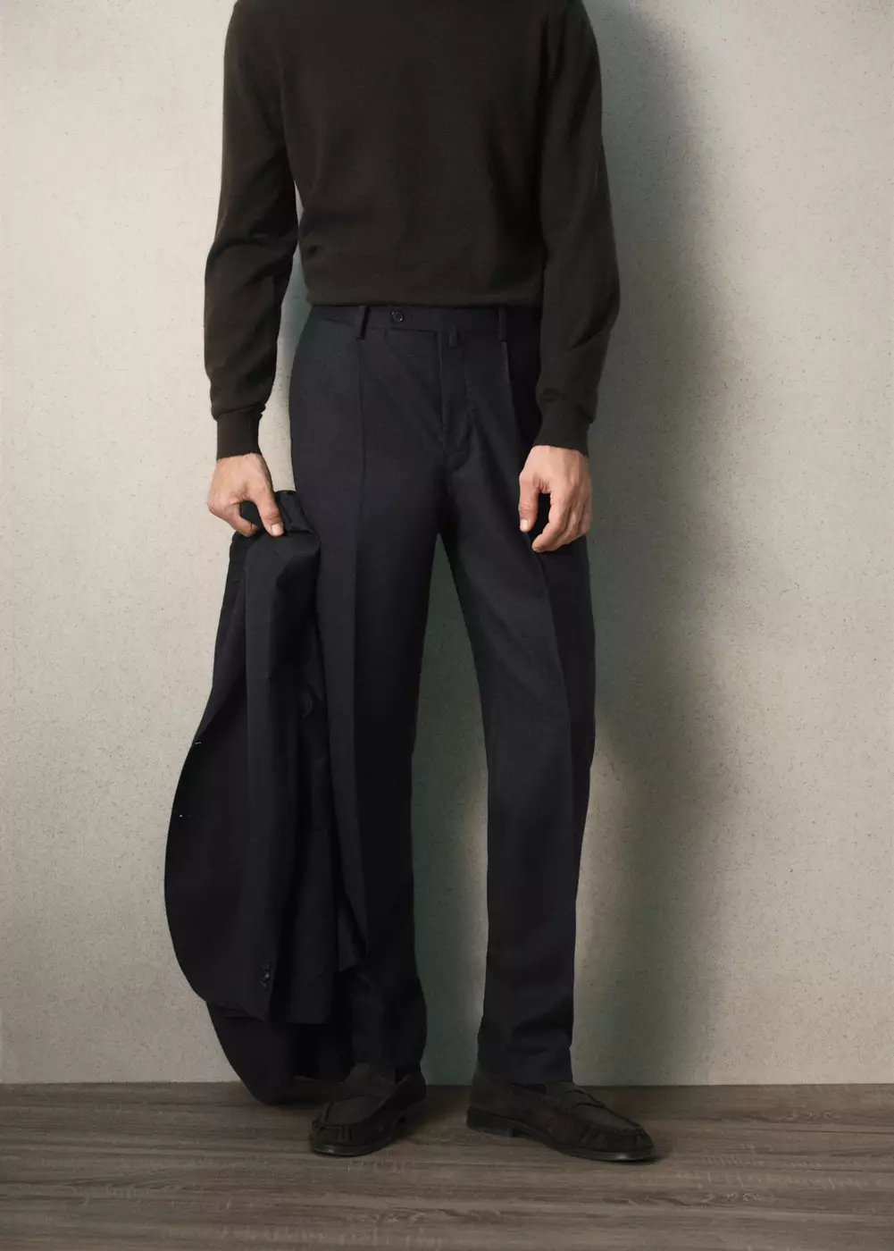 Pantalon de costume en flanelle de laine italienne, coupe slim fit, MANGO MAN