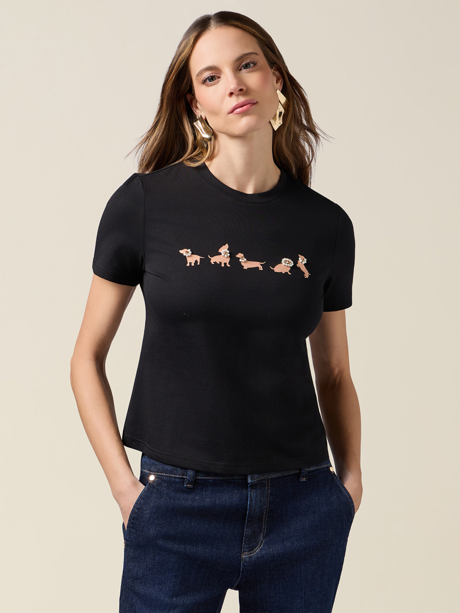 T-shirt avec impression et applications, OLTRE