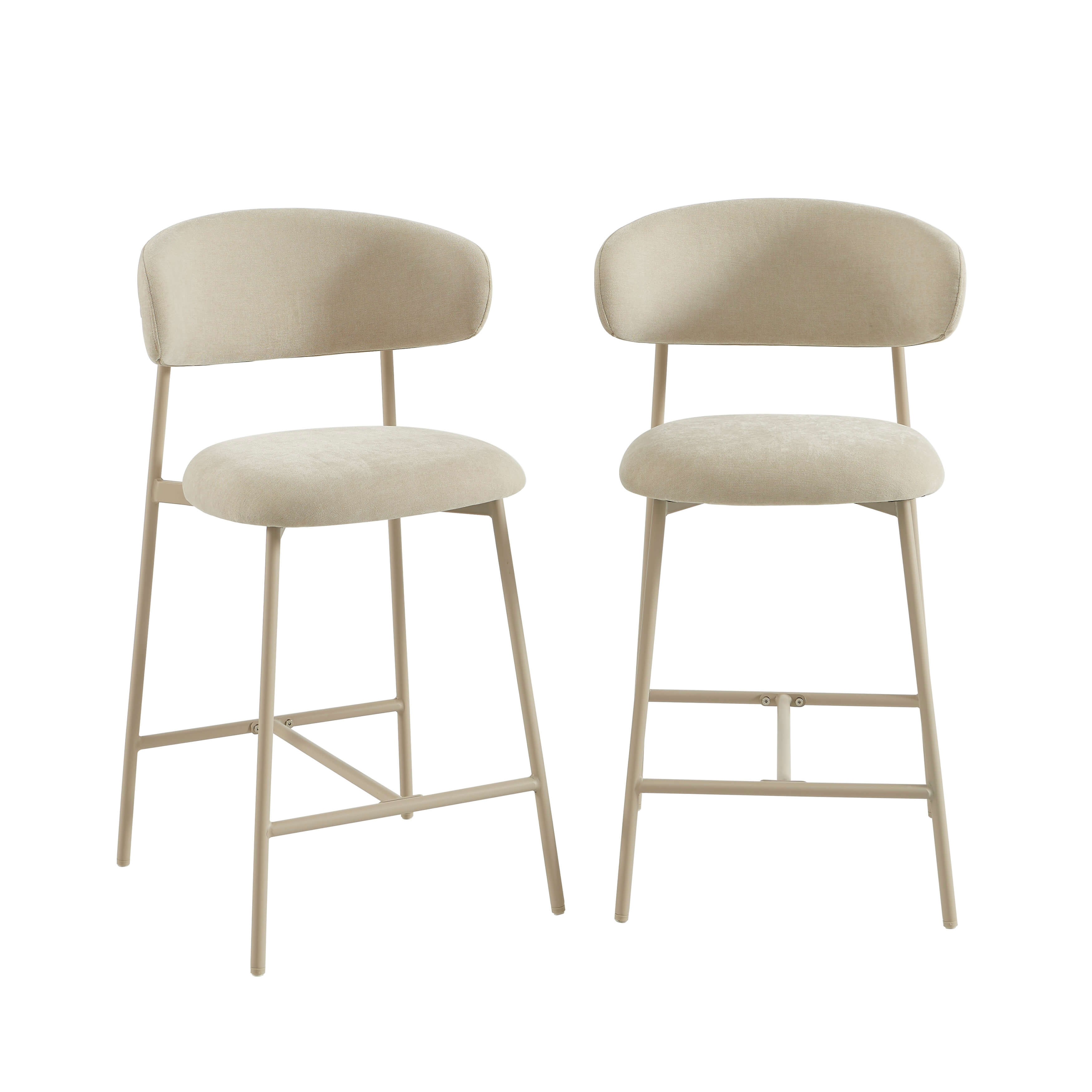 Tabourets tissu, pied métal (lot de 2) GALLY, BAÏTA