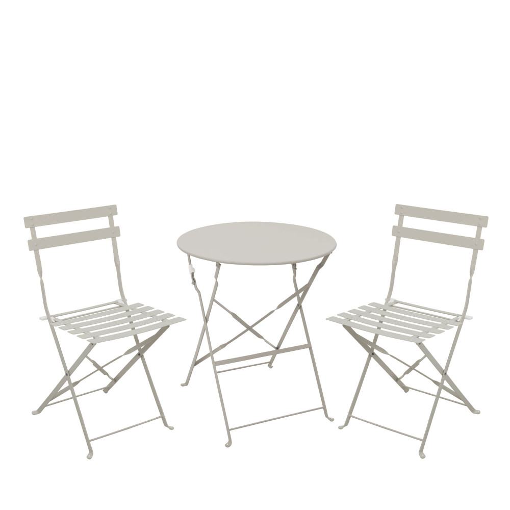 Ensemble table de jardin pliante ronde bistrot et 2 chaises en métal- MARSEILLE, DRAWER