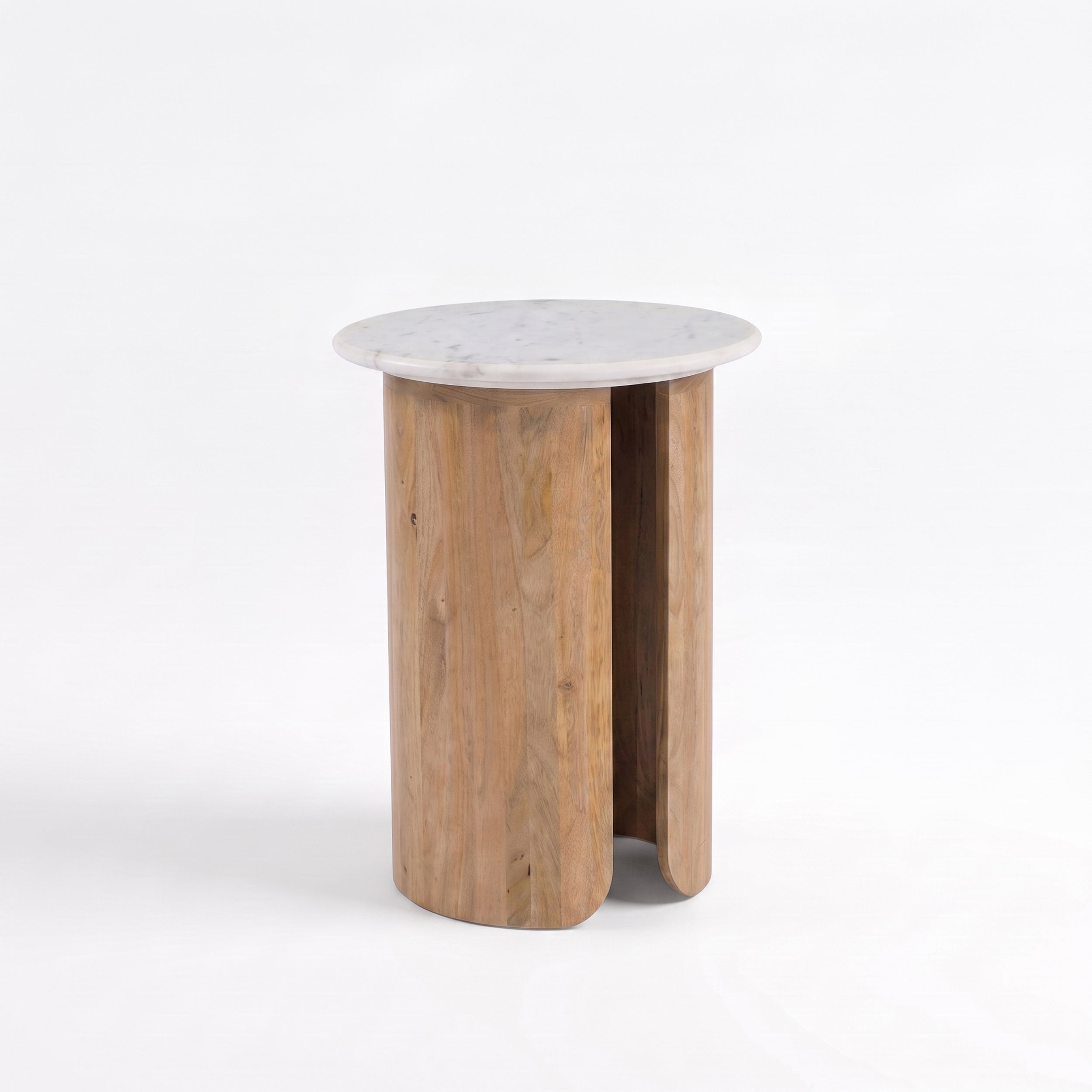 Table d'appoint en marbre et bois de manguier - LÉANA, MAISON PAVANE