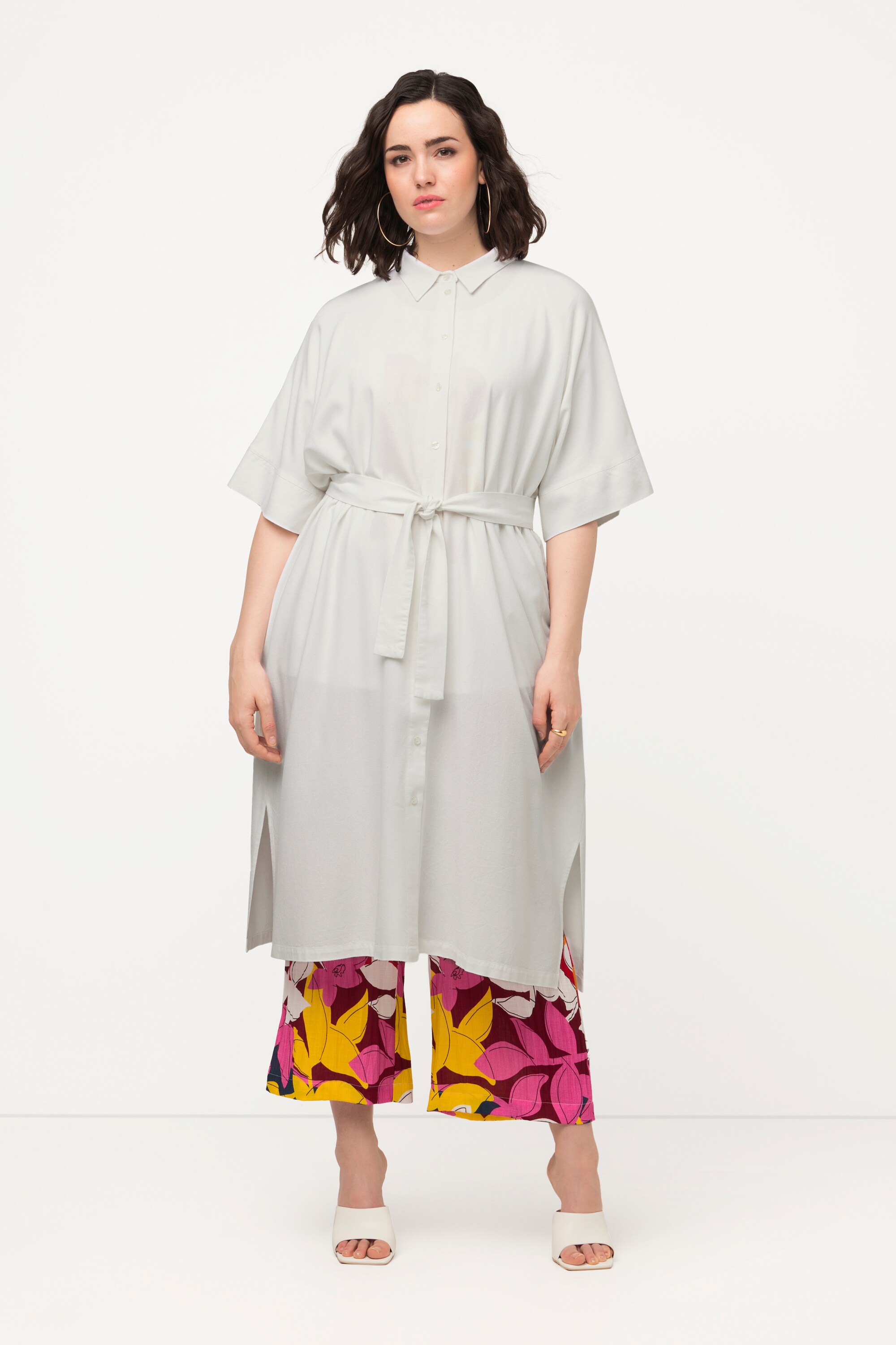 Robe midi en lin mélangé, ULLA POPKEN