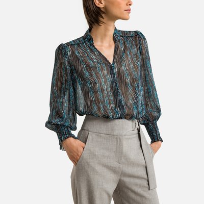 Leyla Recycled Patterned Blouse with Long Sleeves SUNCOO