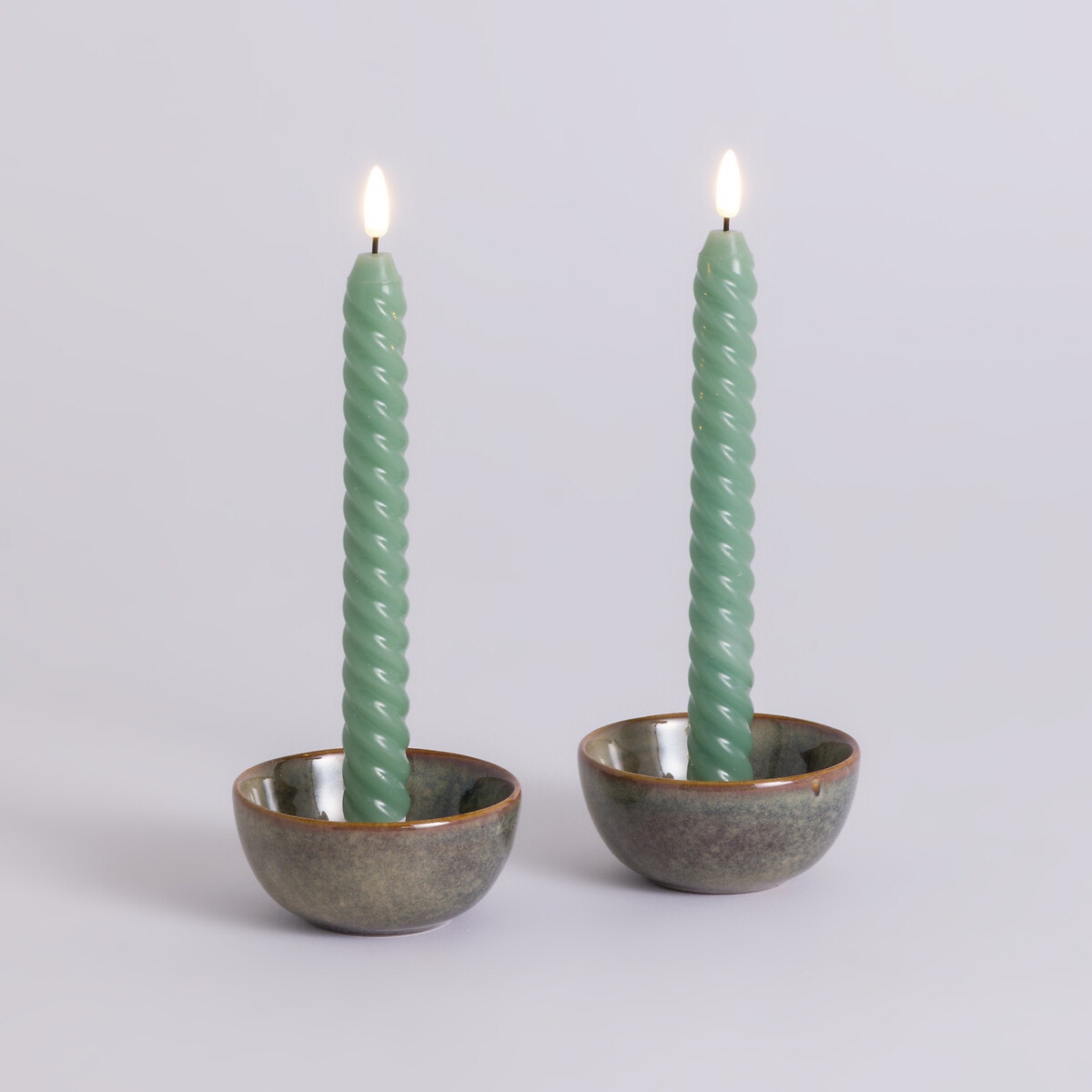 Lot de 3 bougies LED Vouy Vert - Décoration de table de fête - Eminza