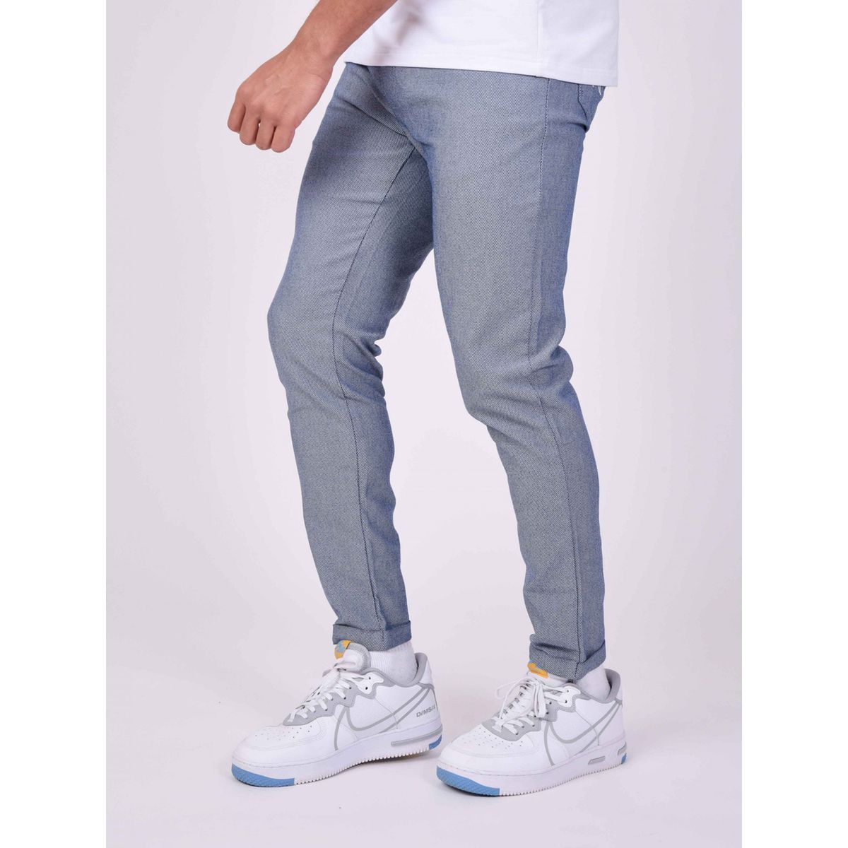 Jogging en denim CROPPED ciel à taille élastiquée Homme