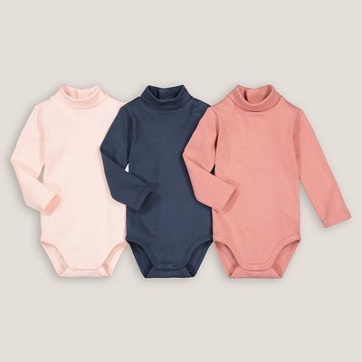 Pack of 3 Bodysuits in Cotton with Long Sleeves LA REDOUTE COLLECTIONS