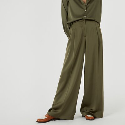 Recycled Wide Leg Trousers with Pleat Front in Satin, Length 31" LA REDOUTE COLLECTIONS