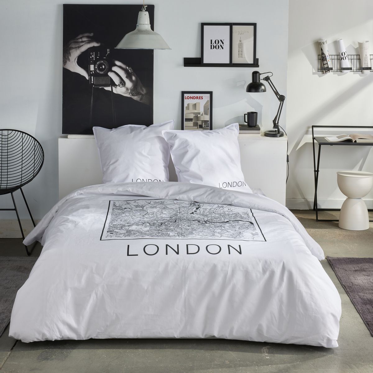 Parure de lit imprimé graphique coton JAVA LONDON, TODAY