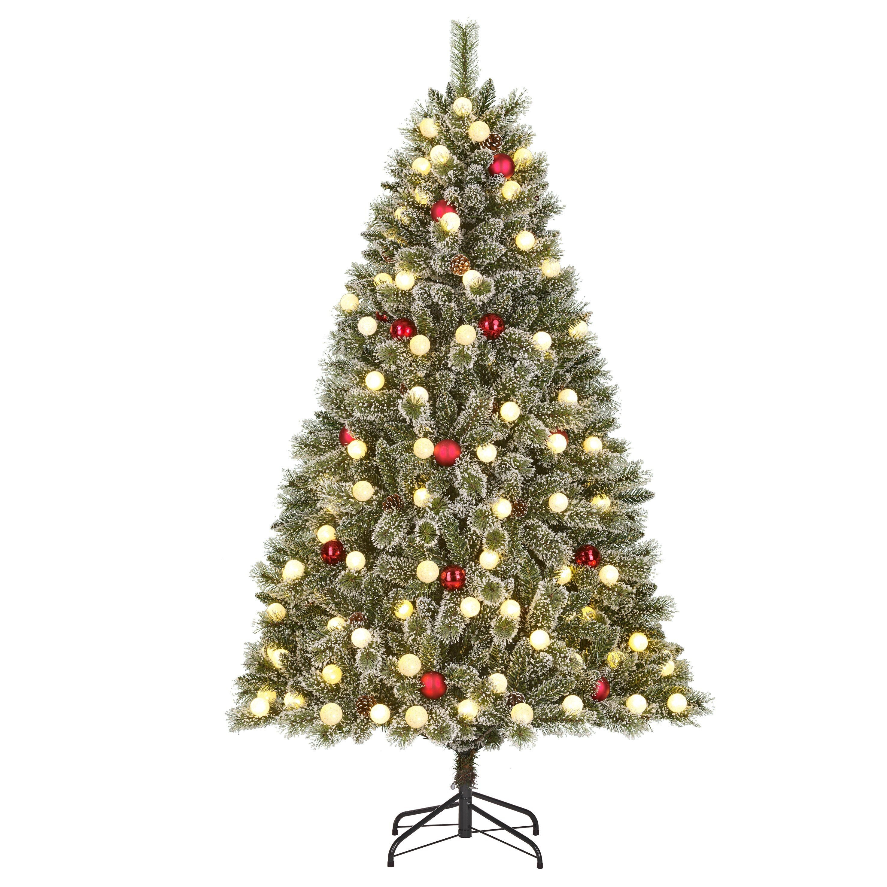 Sapin de Noël artificiel avec décorations et LED H180 cm KAPRUN, BLACK BOX TREES