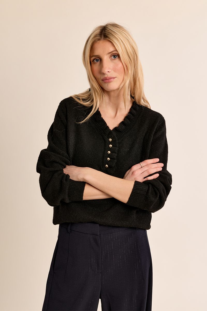 Pull en maille col volanté, MOLLY BRACKEN