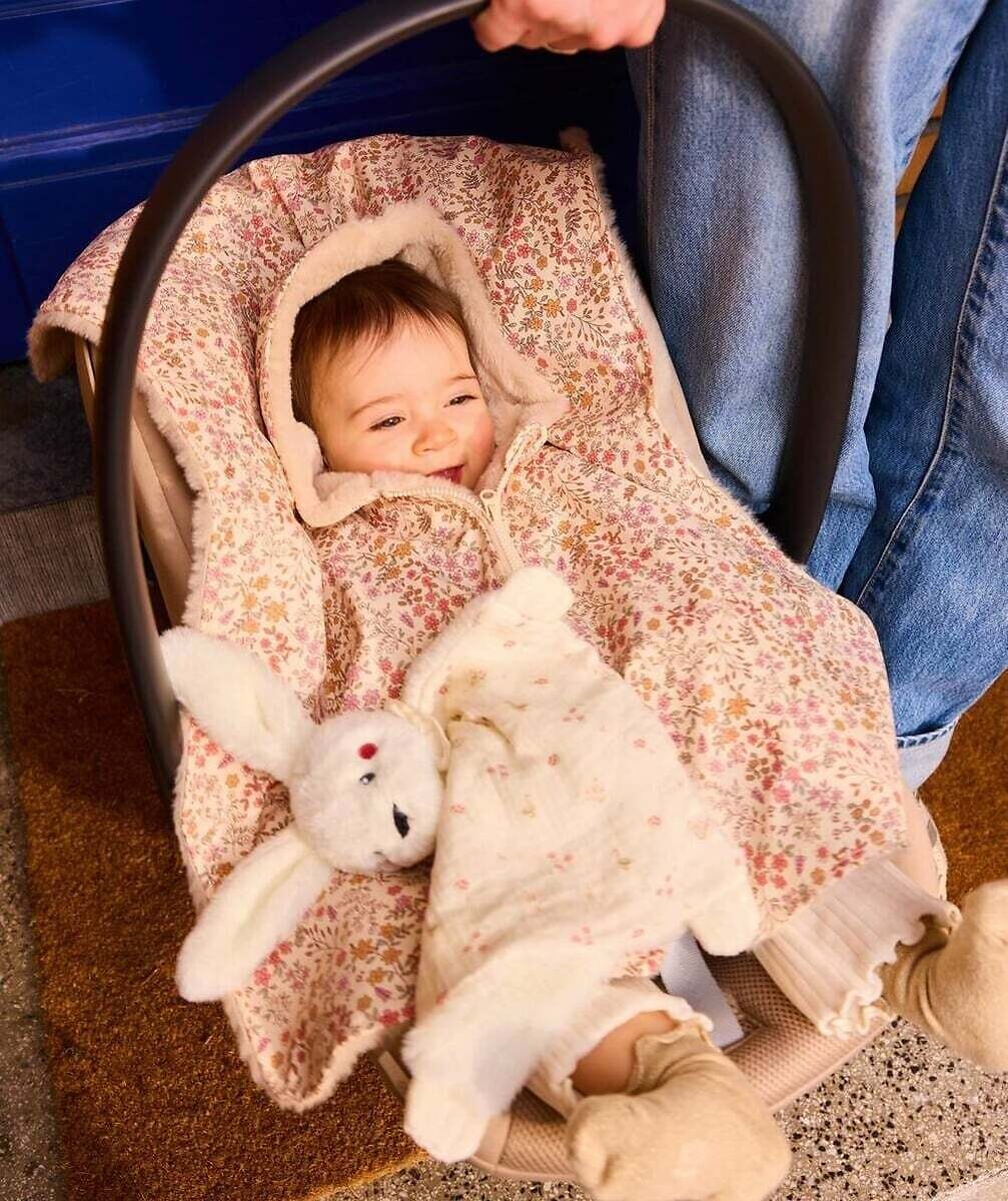 Poncho à capuche, intérieur duveteux, imprimé floral, TAPE A L'OEIL