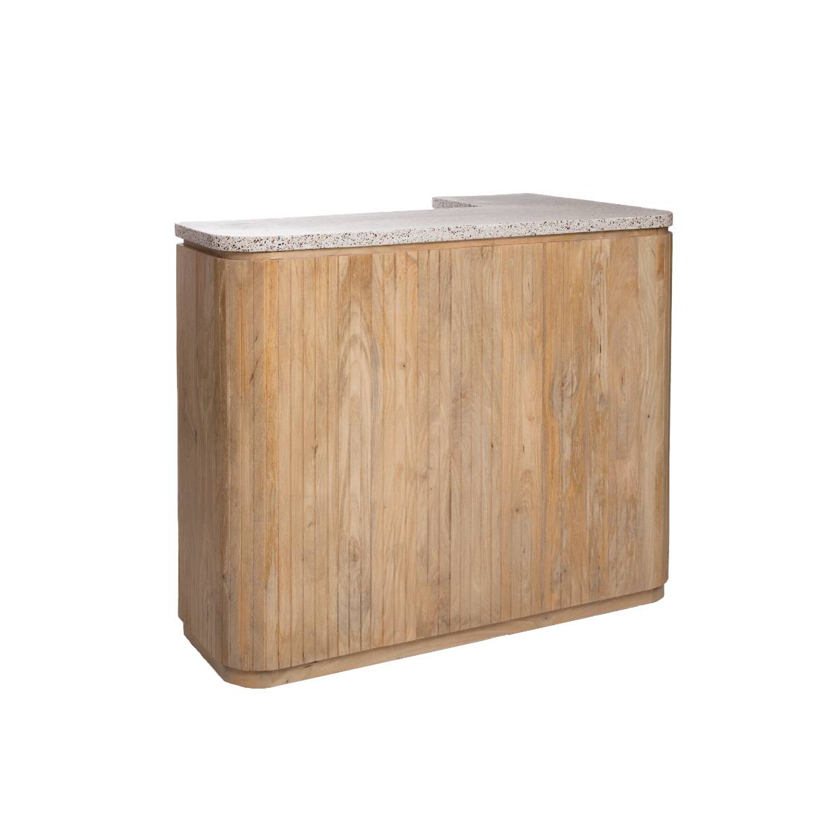 Meuble bar en angle bois de manguier et terrazzo LOU, MADE IN MEUBLES