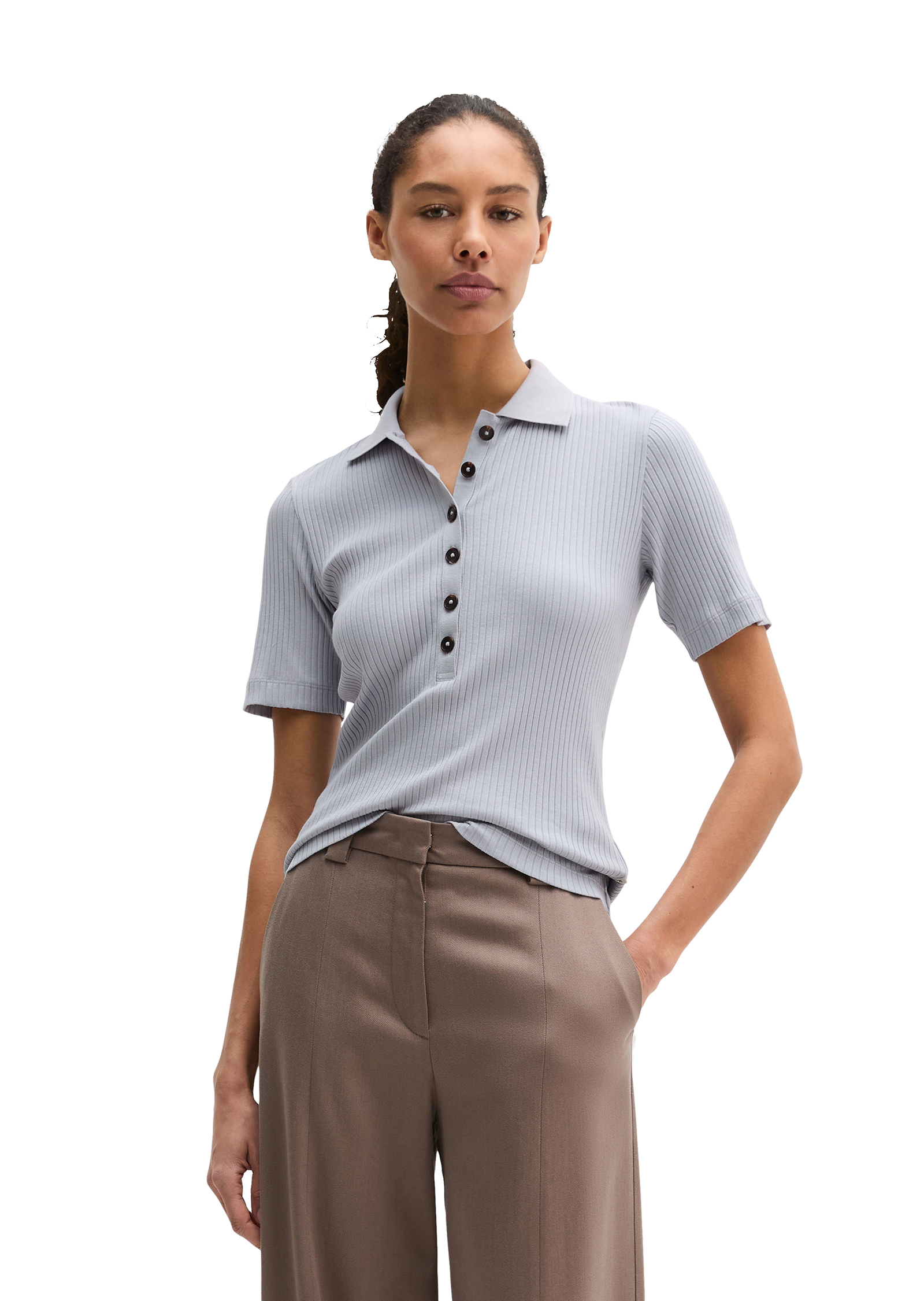 Polo à côtes slim avec TENCEL™ Modal, MARC O'POLO