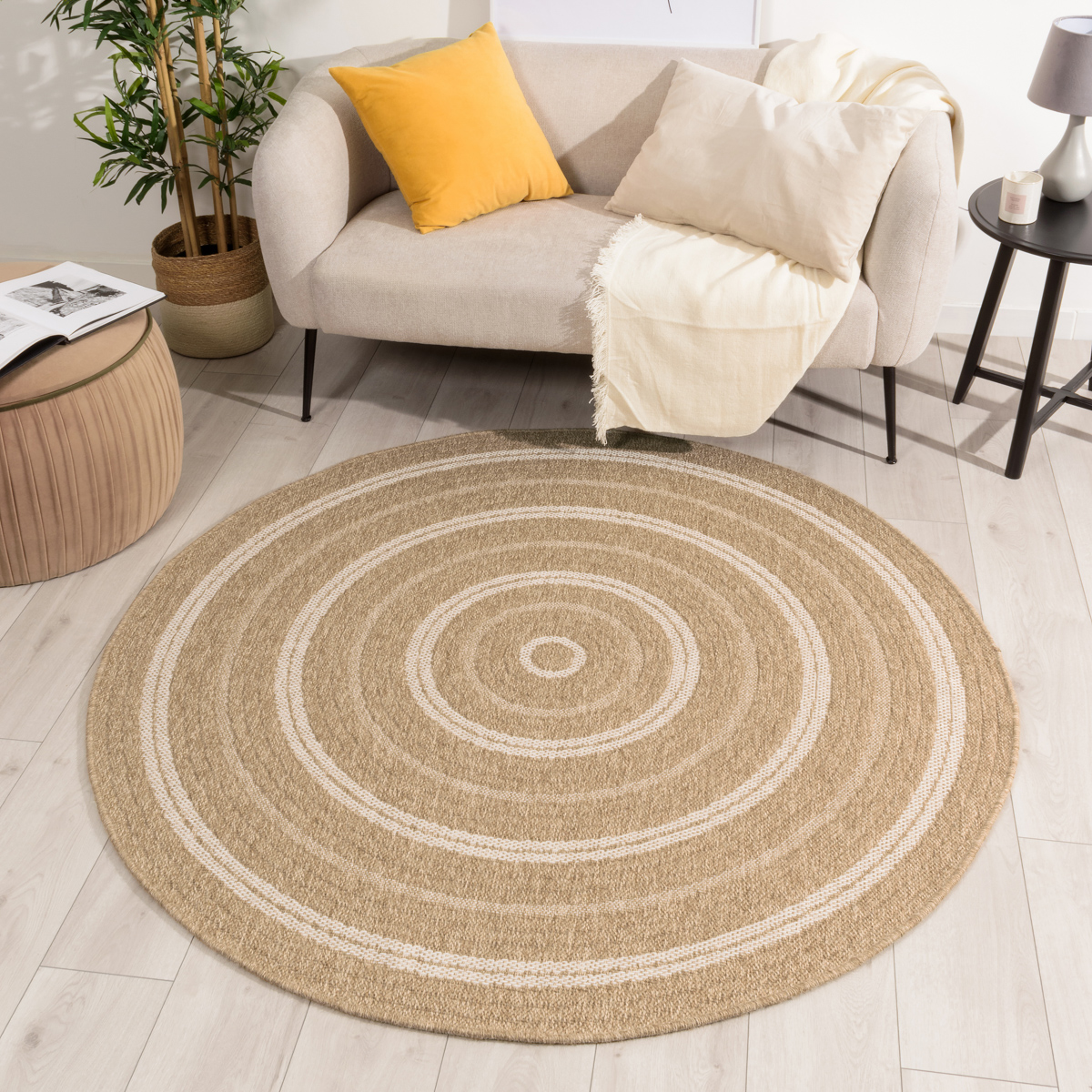 Tapis de salon rond intérieur extérieur motifs rond NATURE, NAZAR RUGS