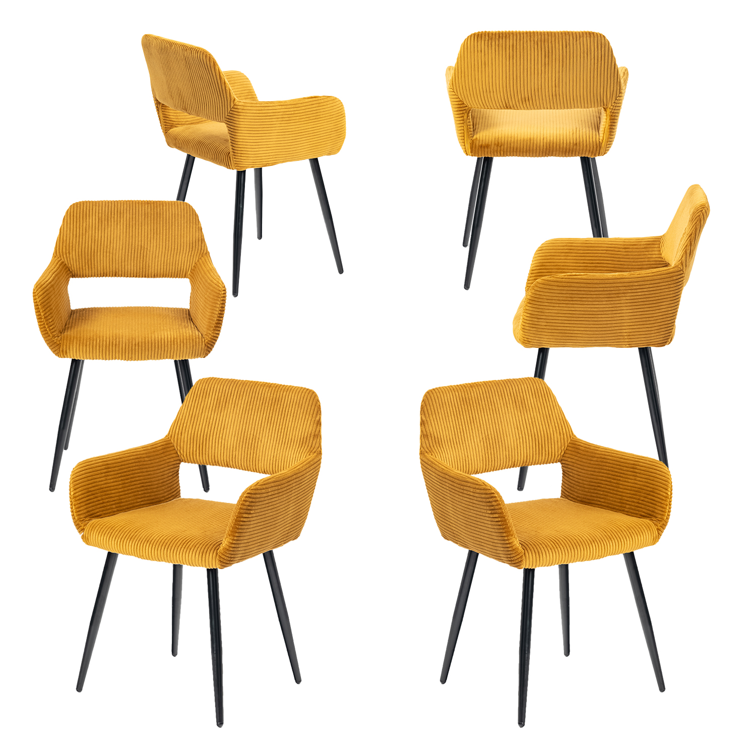 Lot de 6 chaises de salle à manger velours côtelé scandinave, CROMWELL, MEUBLES COSY