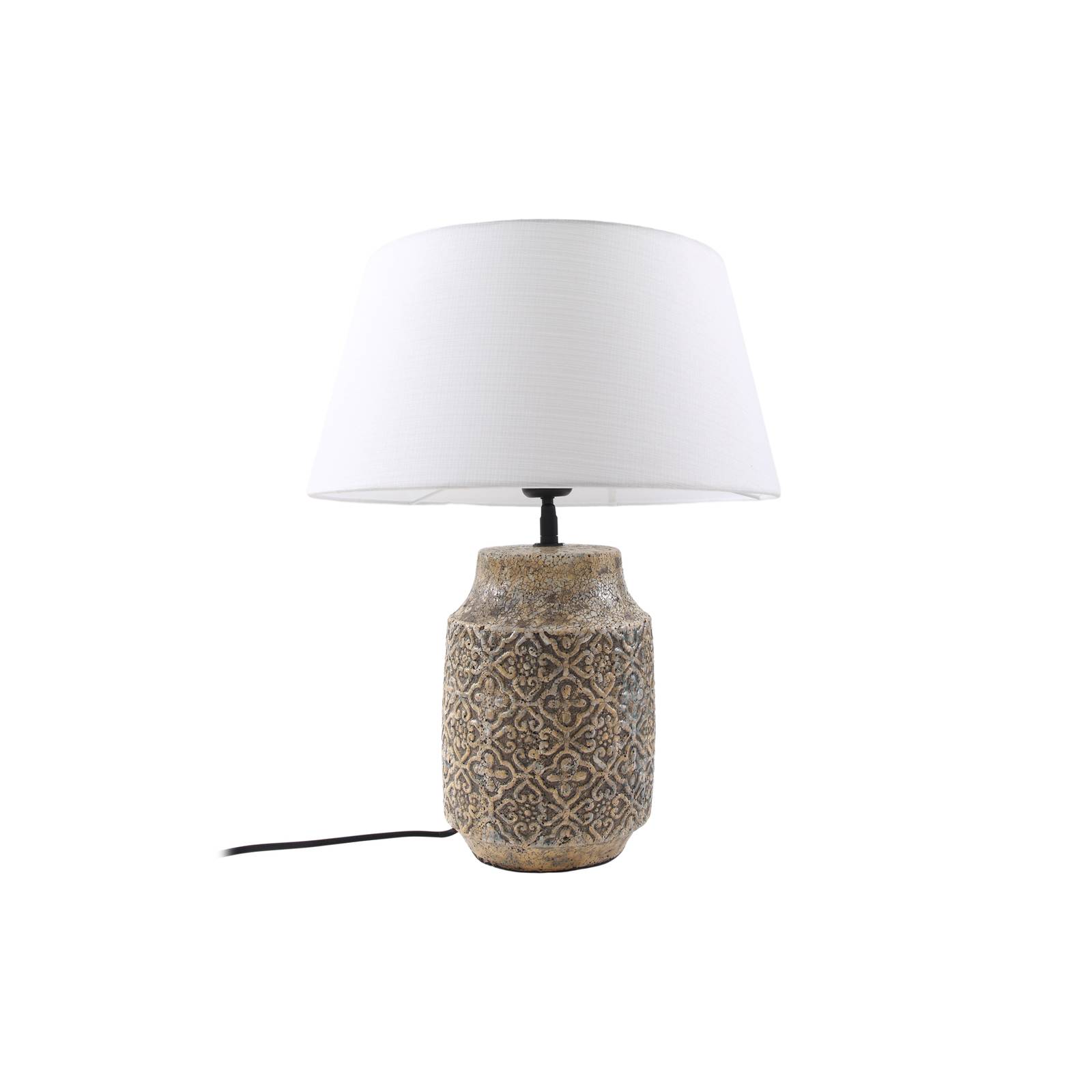 Lampe à poser en textile traditionnelle, LINDBY