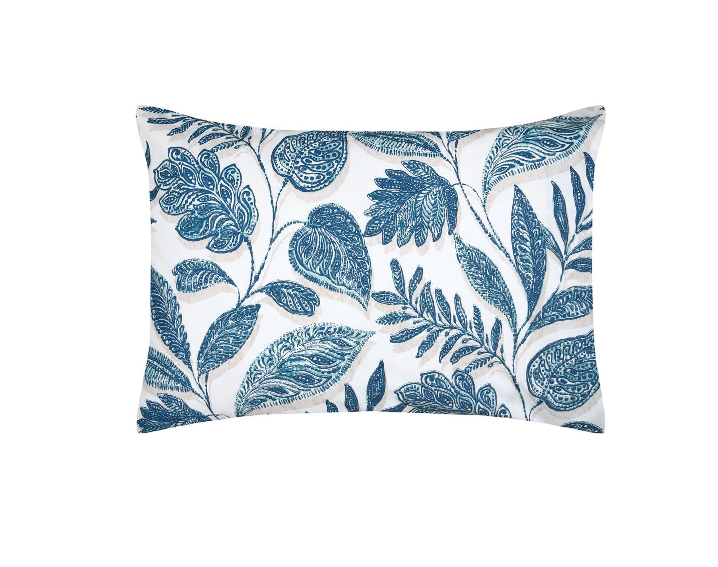 Taie d'oreiller percale de coton motif feuillage 50x70cm, EDEN