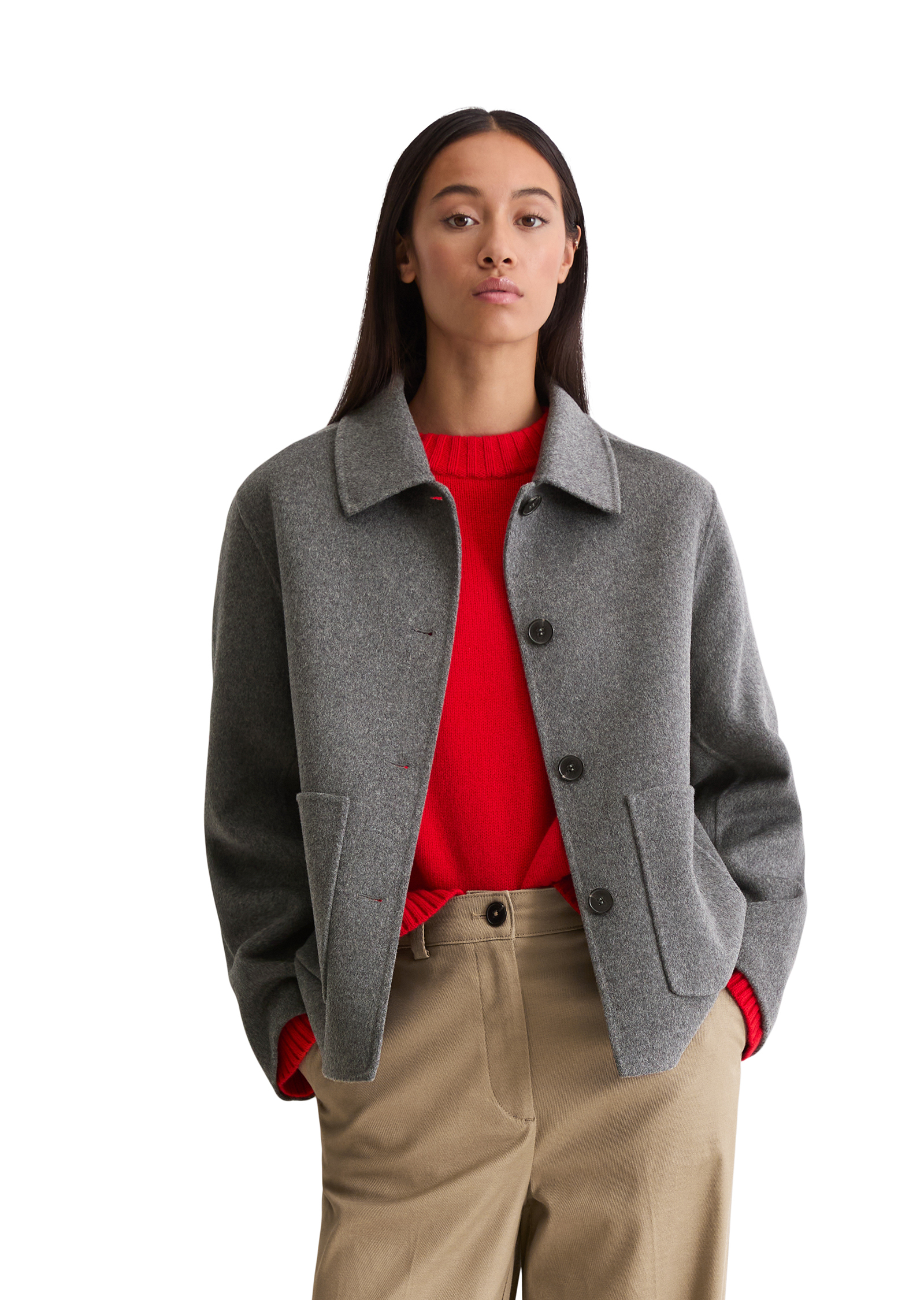 Veste chemise regular en double face de laine noble, MARC O'POLO