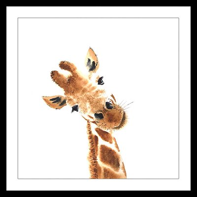 Poster dessin charmante girafe HEXOA