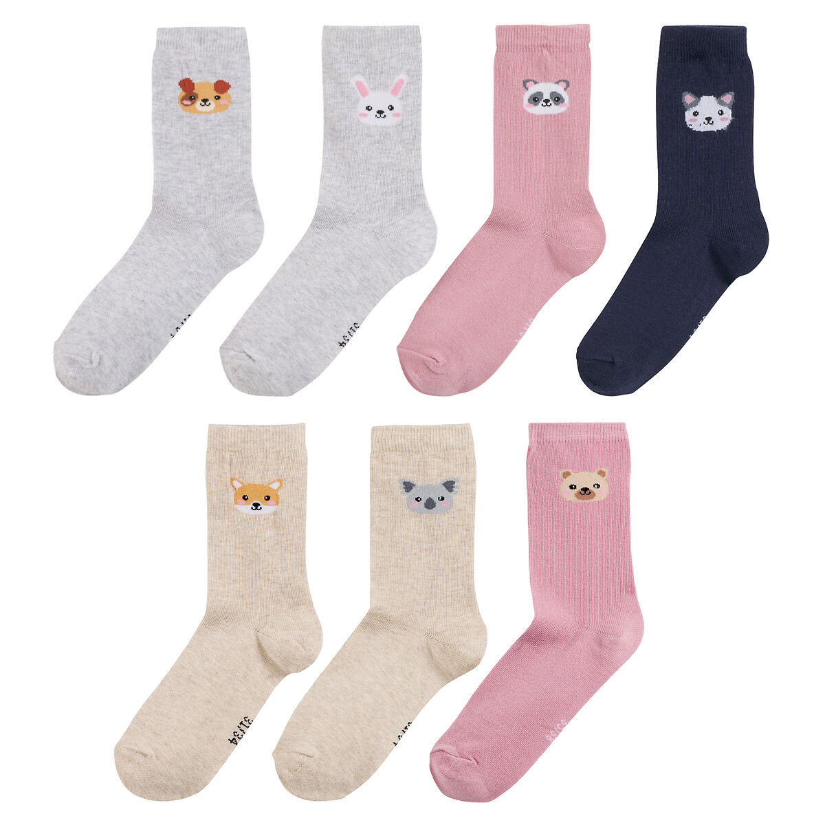 Lot de 7 paires de chaussettes, motifs animaliers, LA REDOUTE COLLECTIONS