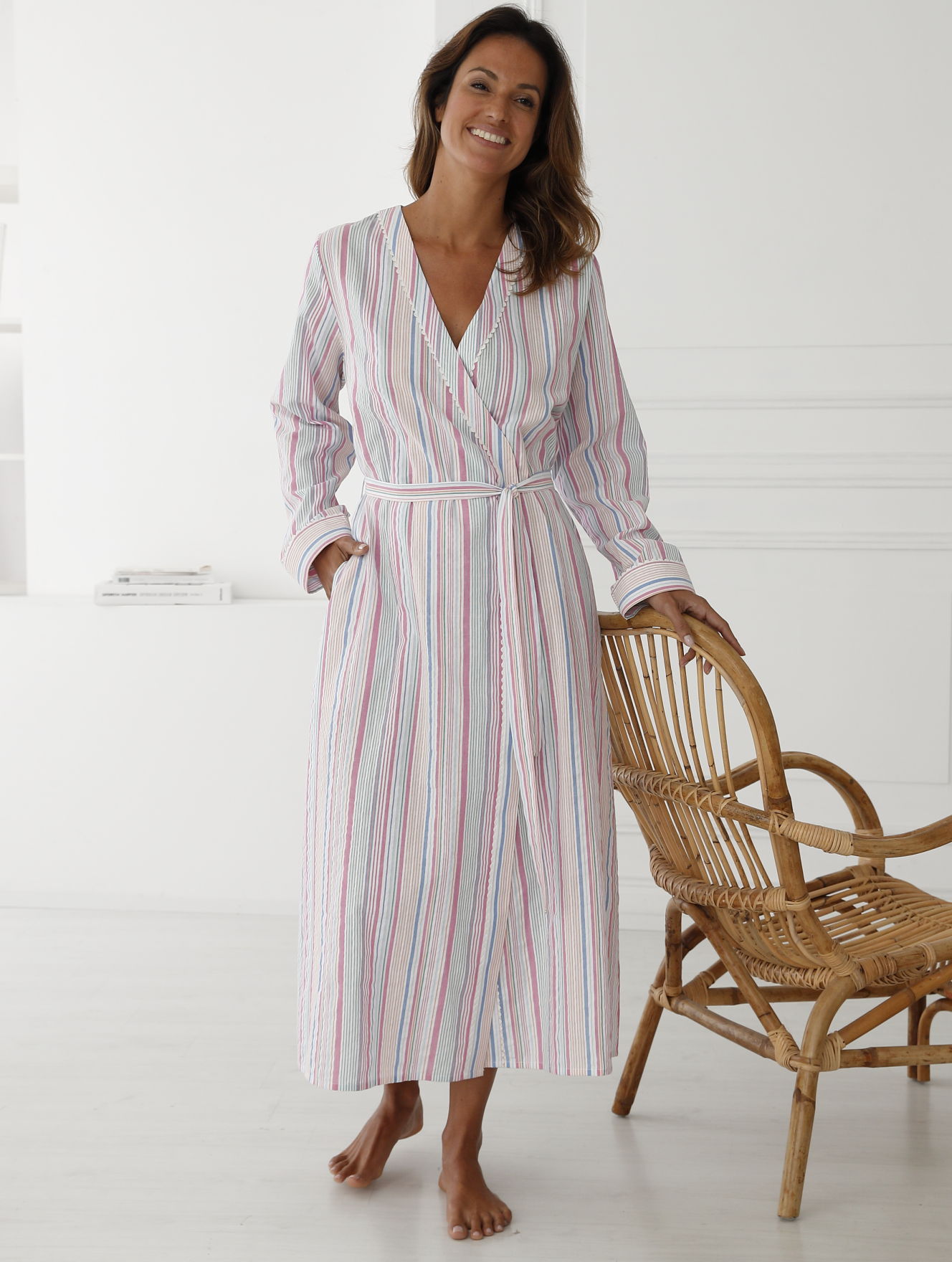 Peignoir kimono seersucker, DAXON