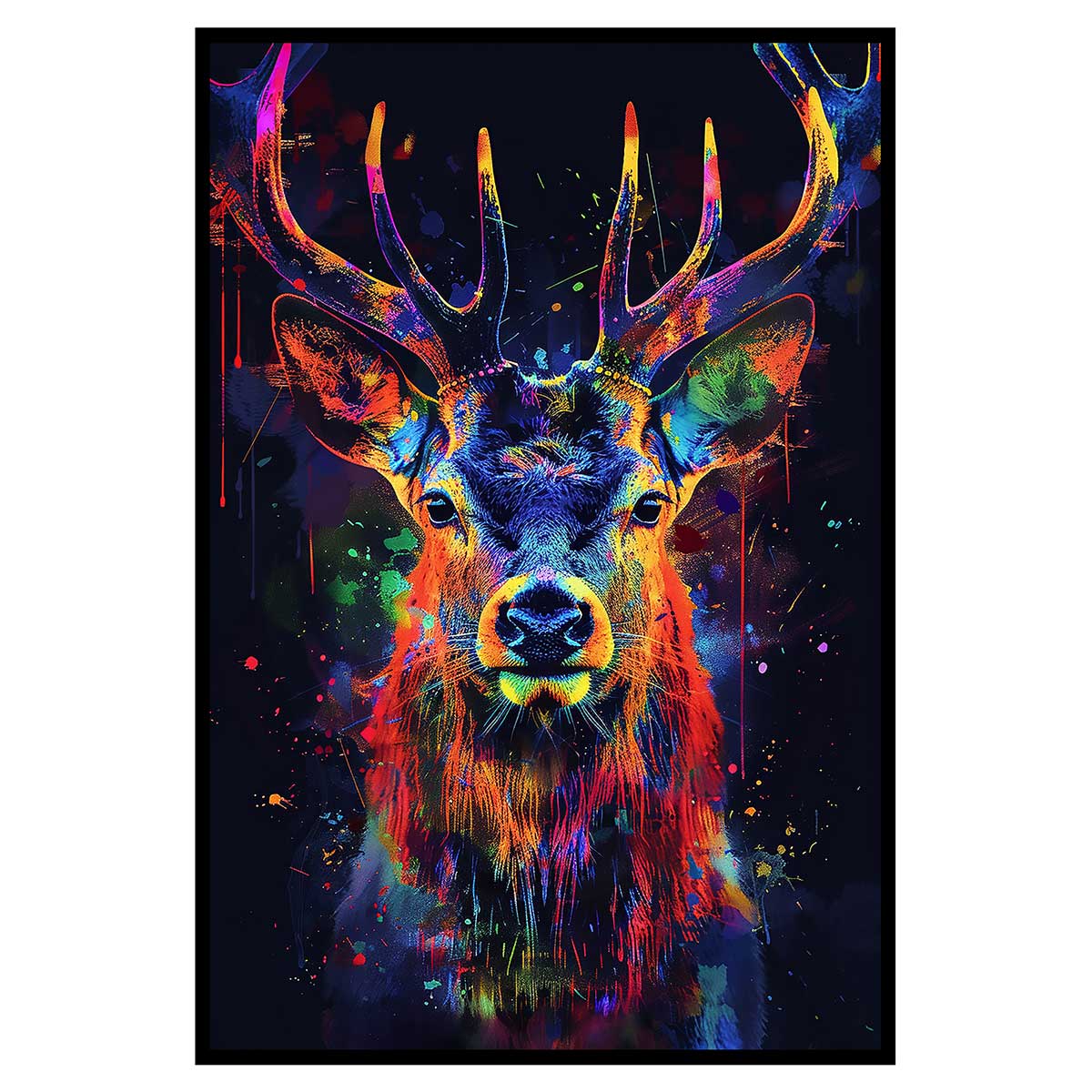 Affiche encadrée girafe multicolore artistique, HEXOA