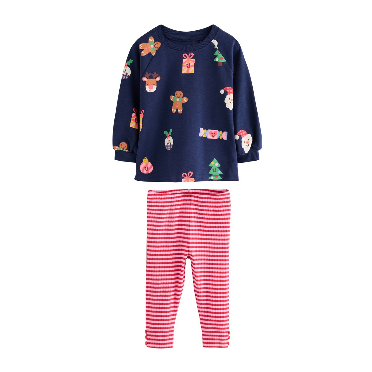 Haut côtelé à manches raglan et legging noël, NEXT