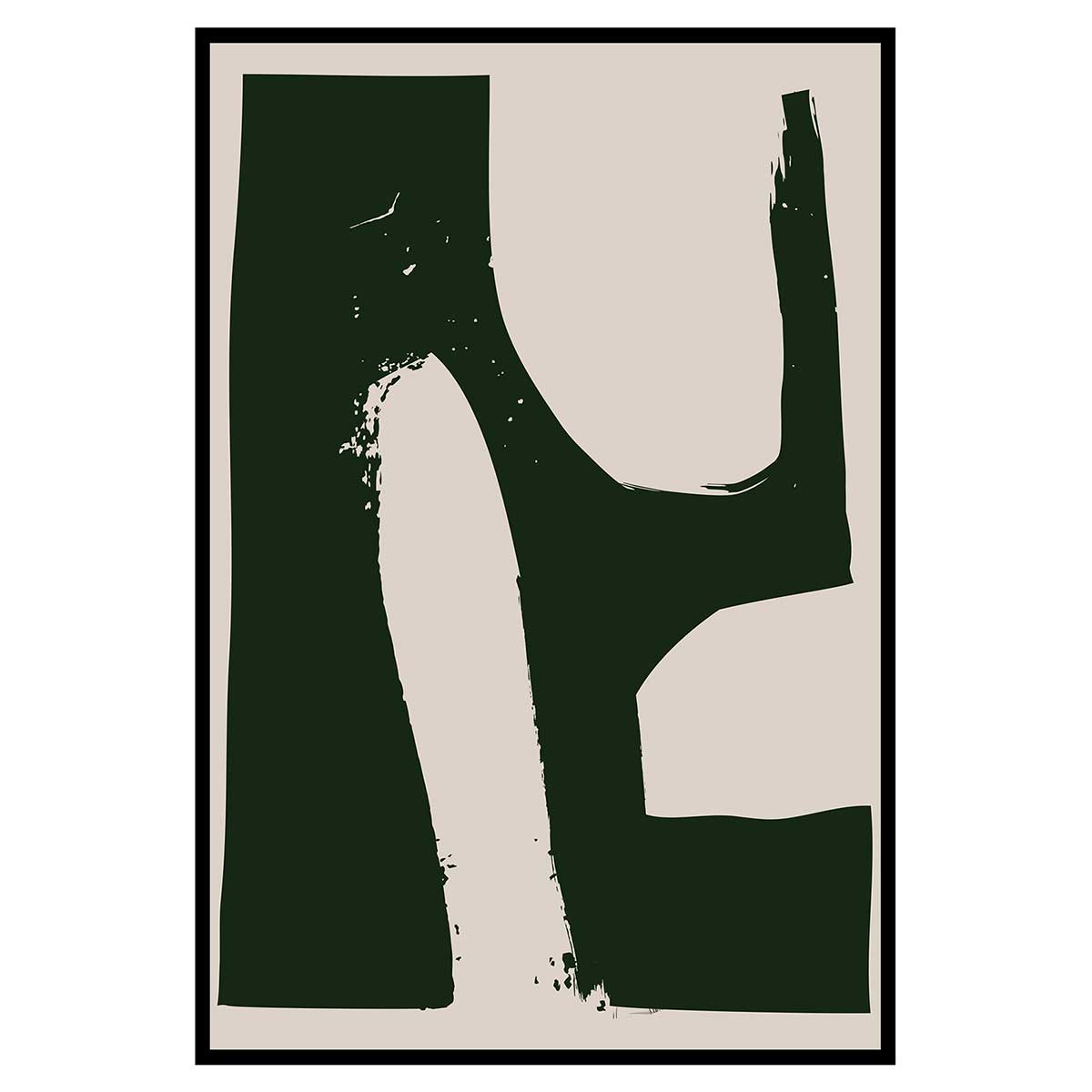 Affiche abstraite vert foncé minimaliste forme organique moderne, HEXOA
