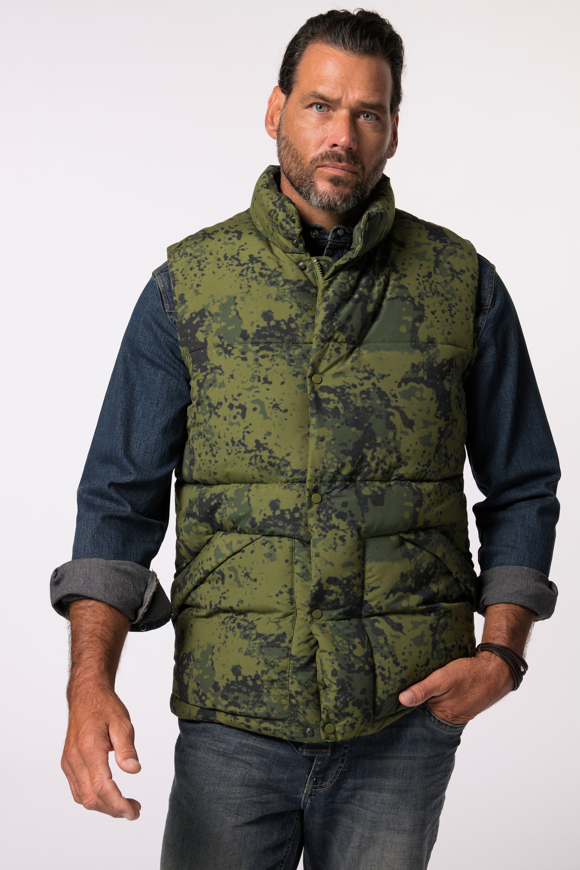 Gilet matelassé imprimé camouflage, JP1880