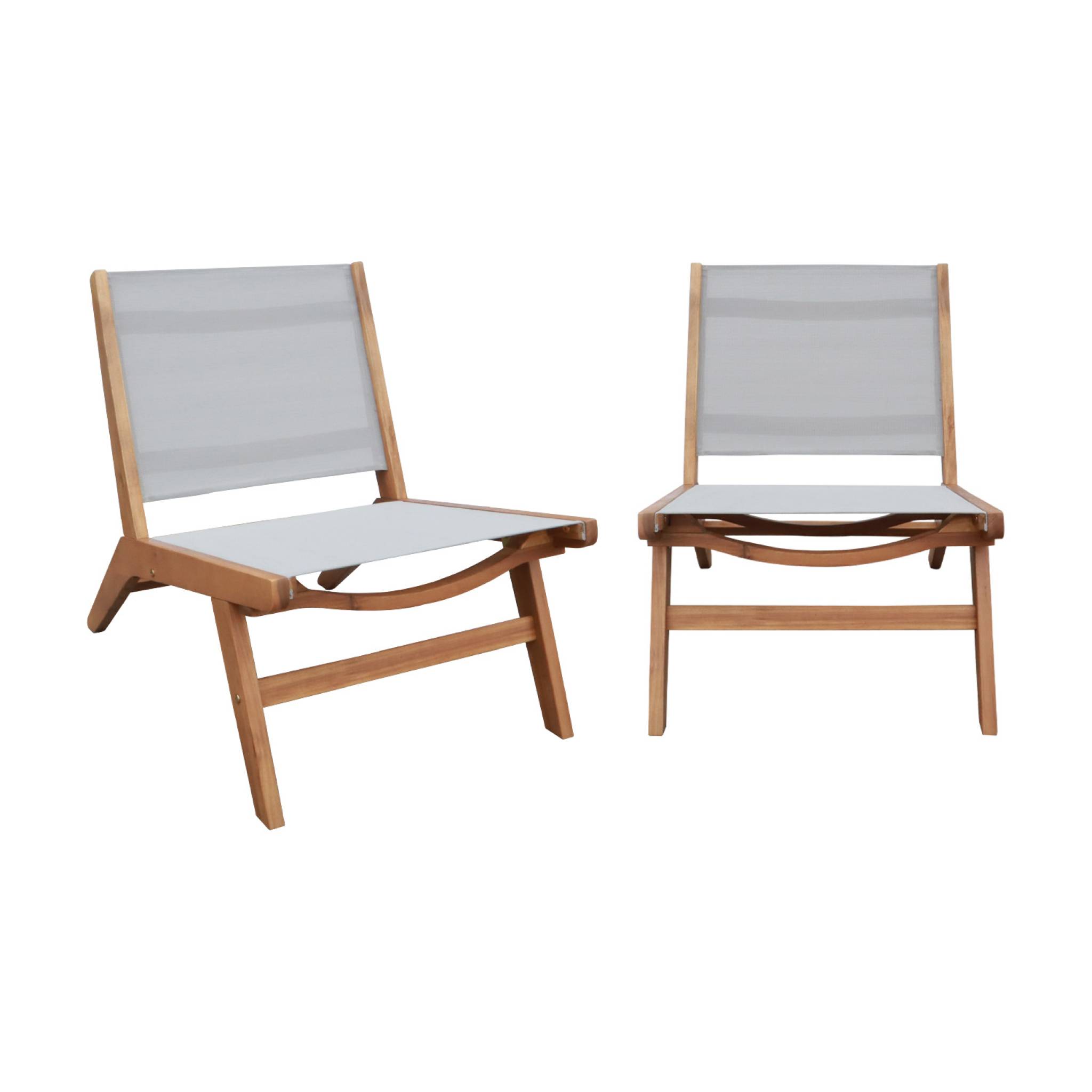 Fauteuil relax bois d'acacia et textilène (lot de 2) MADERA, SWEEEK