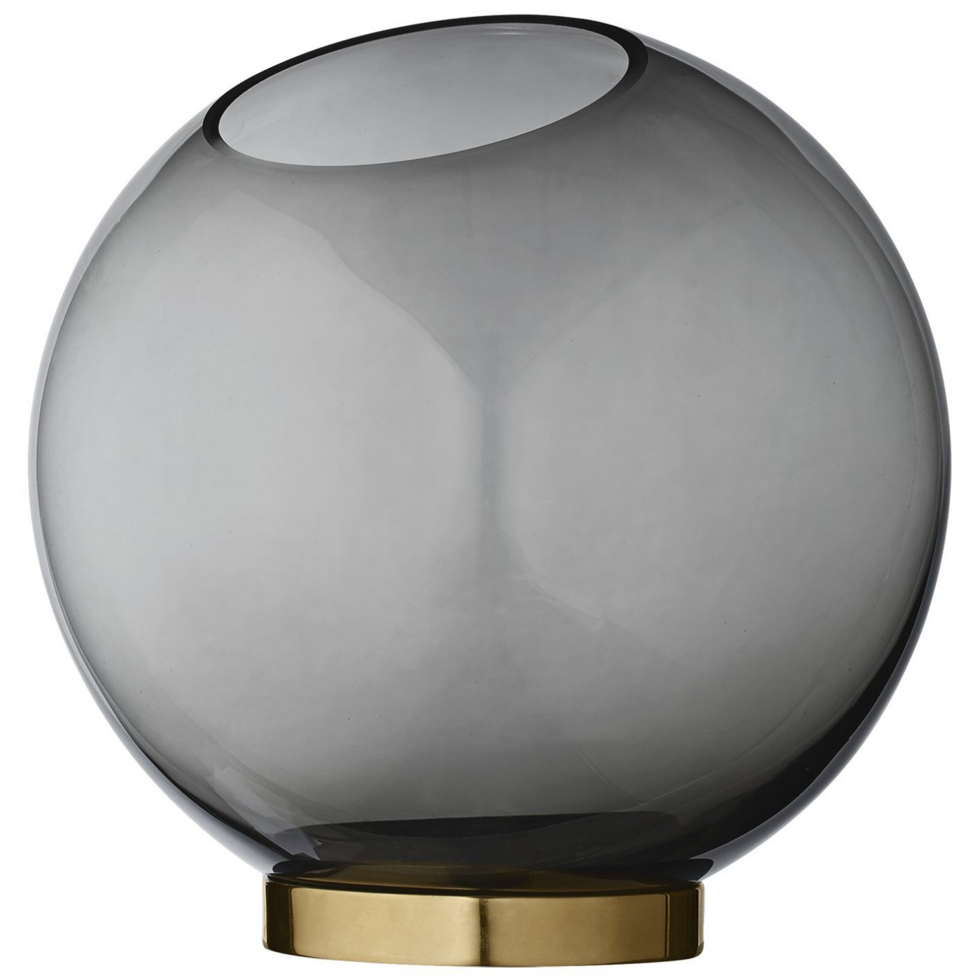 Vase Globe Verre et Laiton Large Diam 21 cm, AYTM