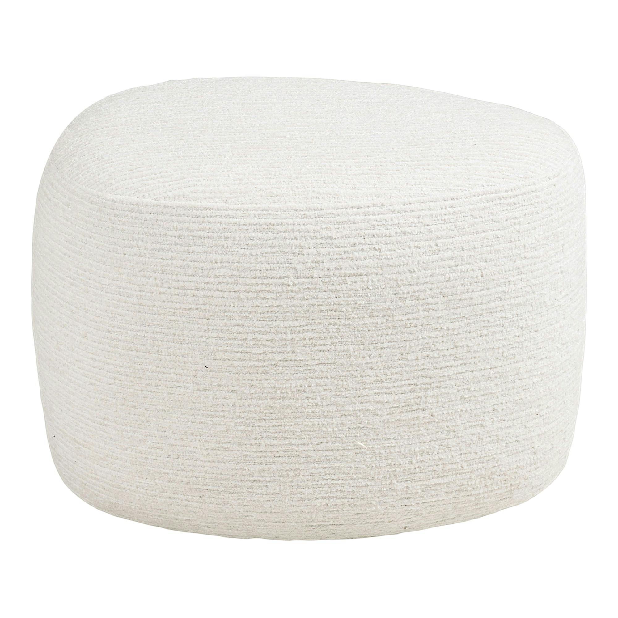 Pouf blanc tissu chenille forme organique 55 cm BERLIN, PIER IMPORT