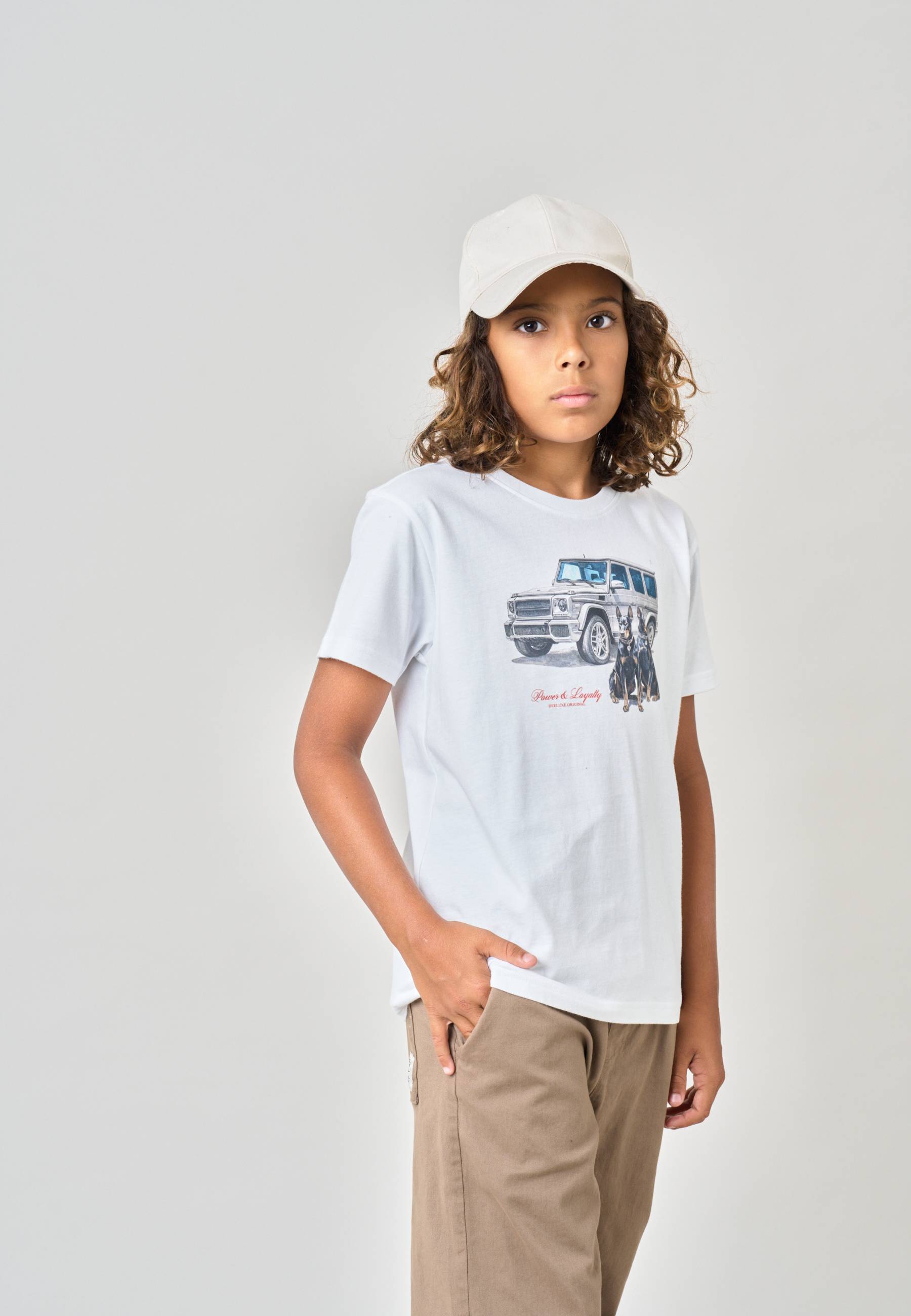 T-shirt confort garçon en coton imprimé voiture & chiens DOBBY, DEELUXE
