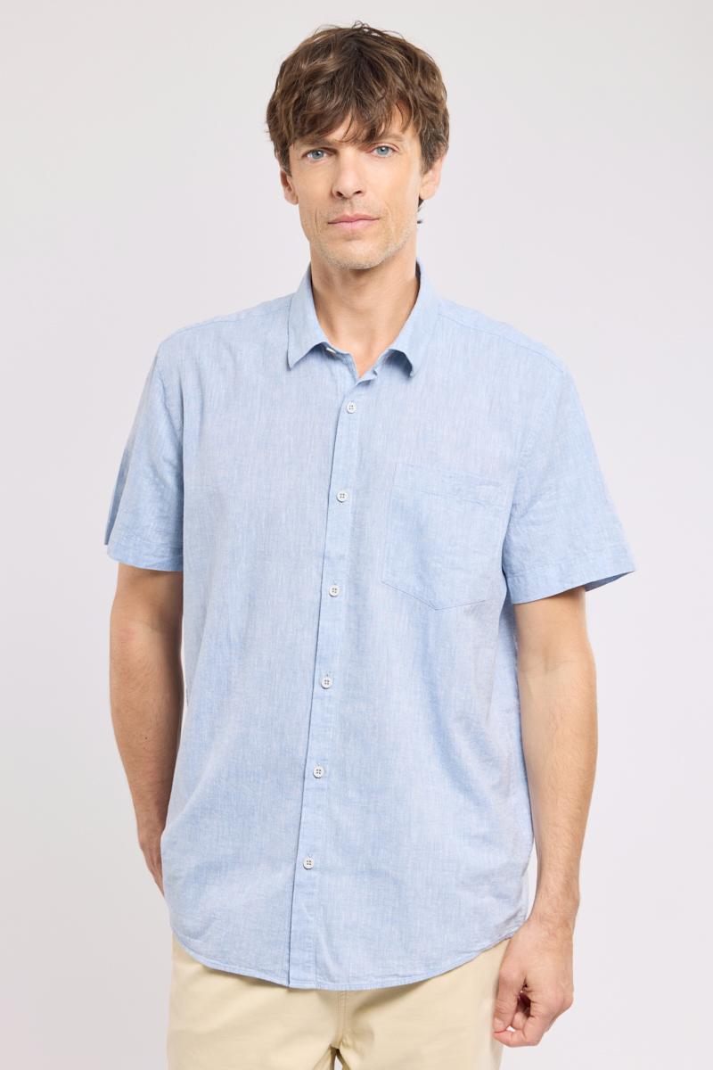 Chemise manches courtes - coton et lin, ARMOR-LUX