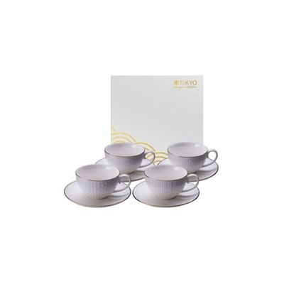 Set De 4 Paires Tasses Blanc Nippon En Porcelaine Blanche & Or TOKYO DESIGN STUDIO