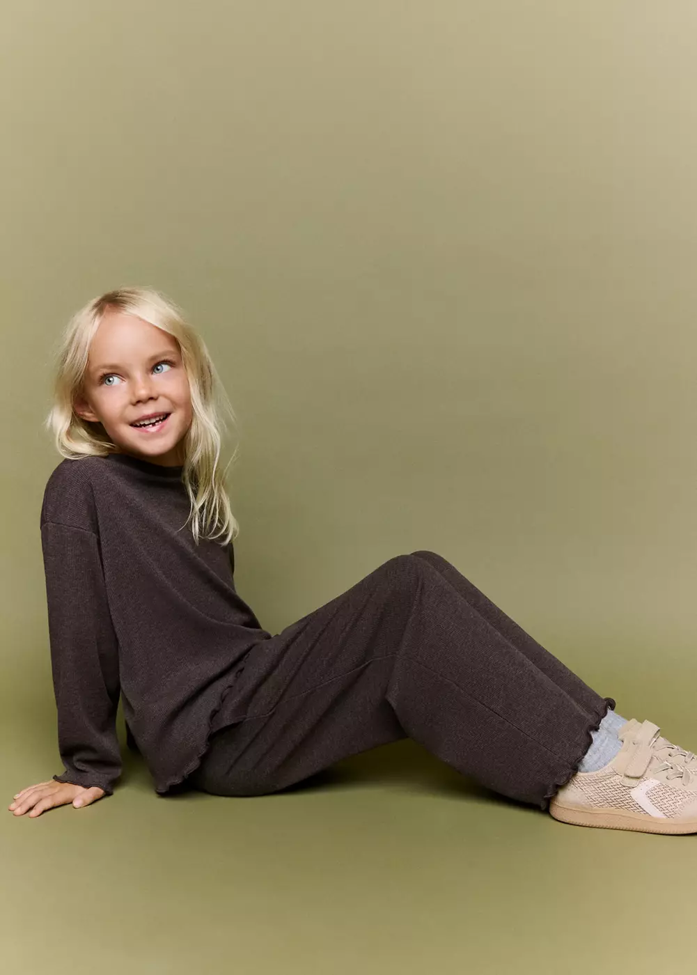 Pantalon en maille avec détails festonnés, MANGO BABY