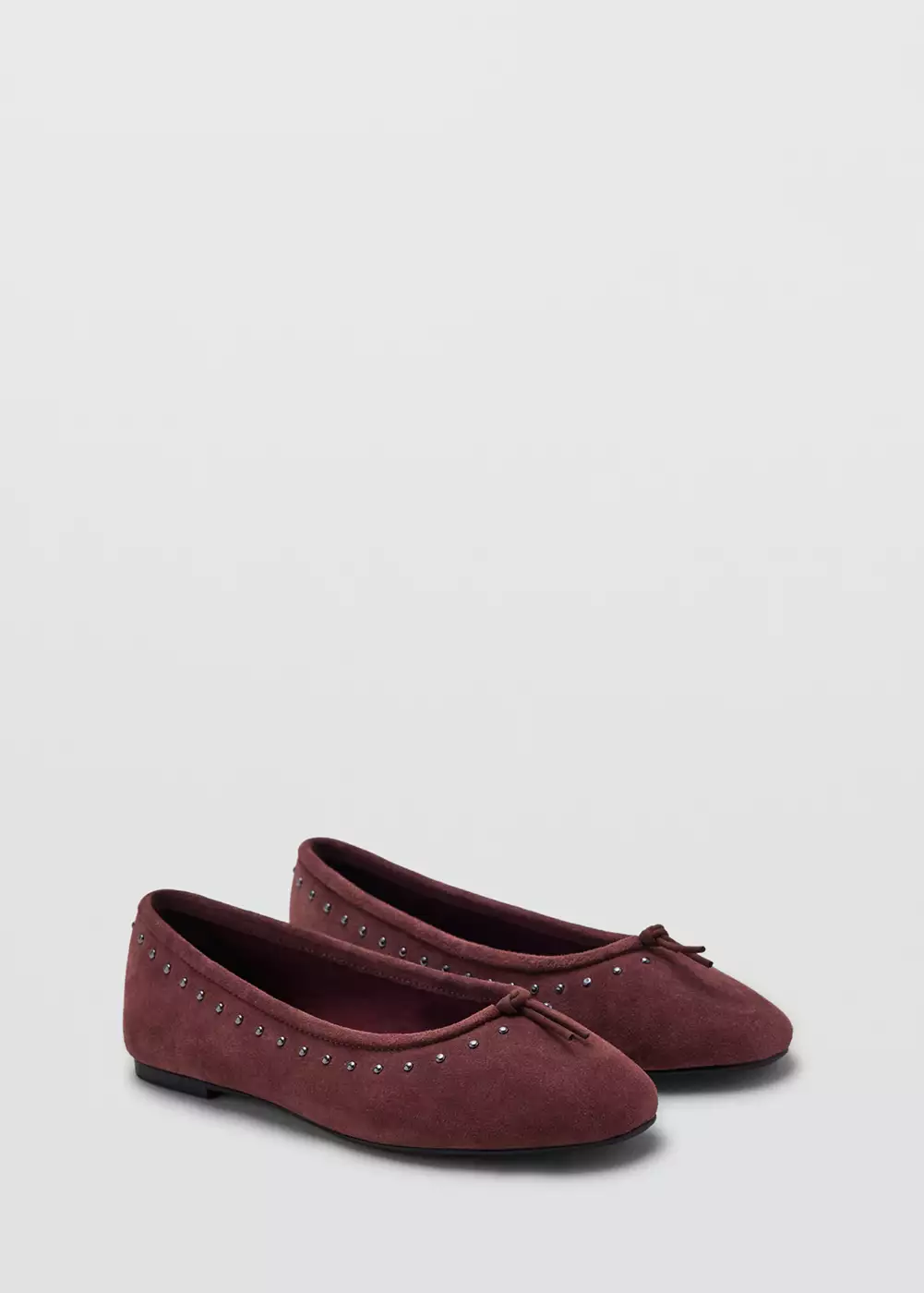 Ballerines cuir cloutées à nœud, MANGO TEEN