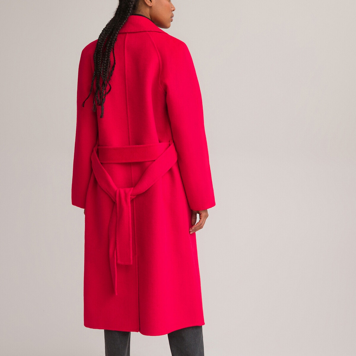 Manteau boutonne laine melangee rouge La Redoute Collections La Redoute