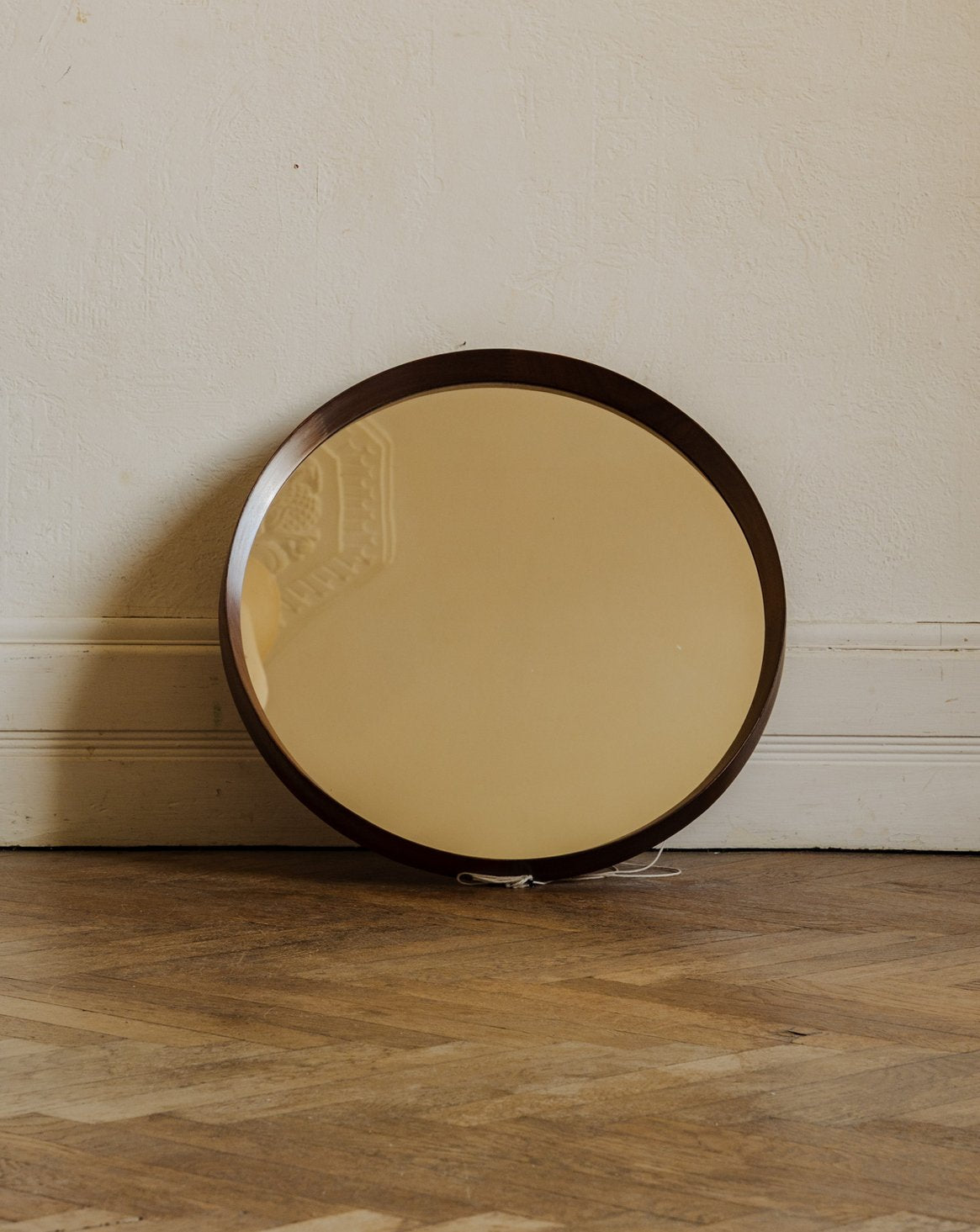 Miroir rond en palissandre Igor N°1184 - Bon état, DEBONGOUT