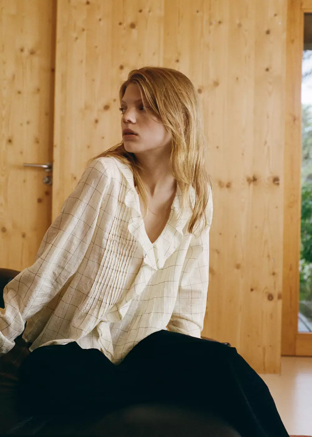 Blouse à carreaux avec volants, MANGO TEEN