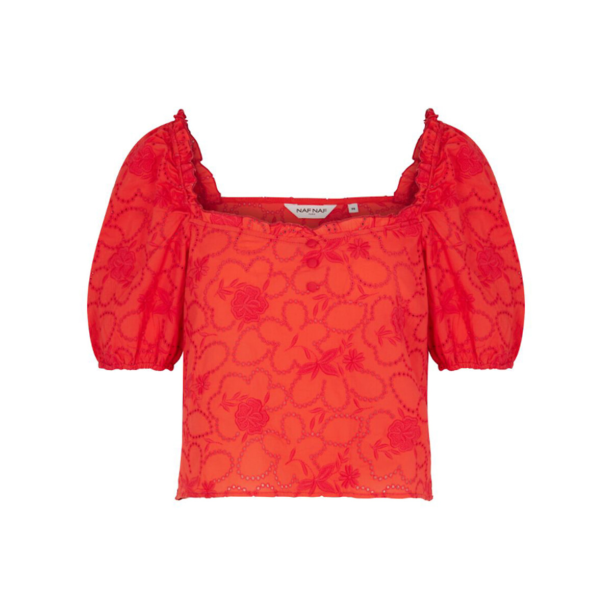 broderie anglaise top with square neck