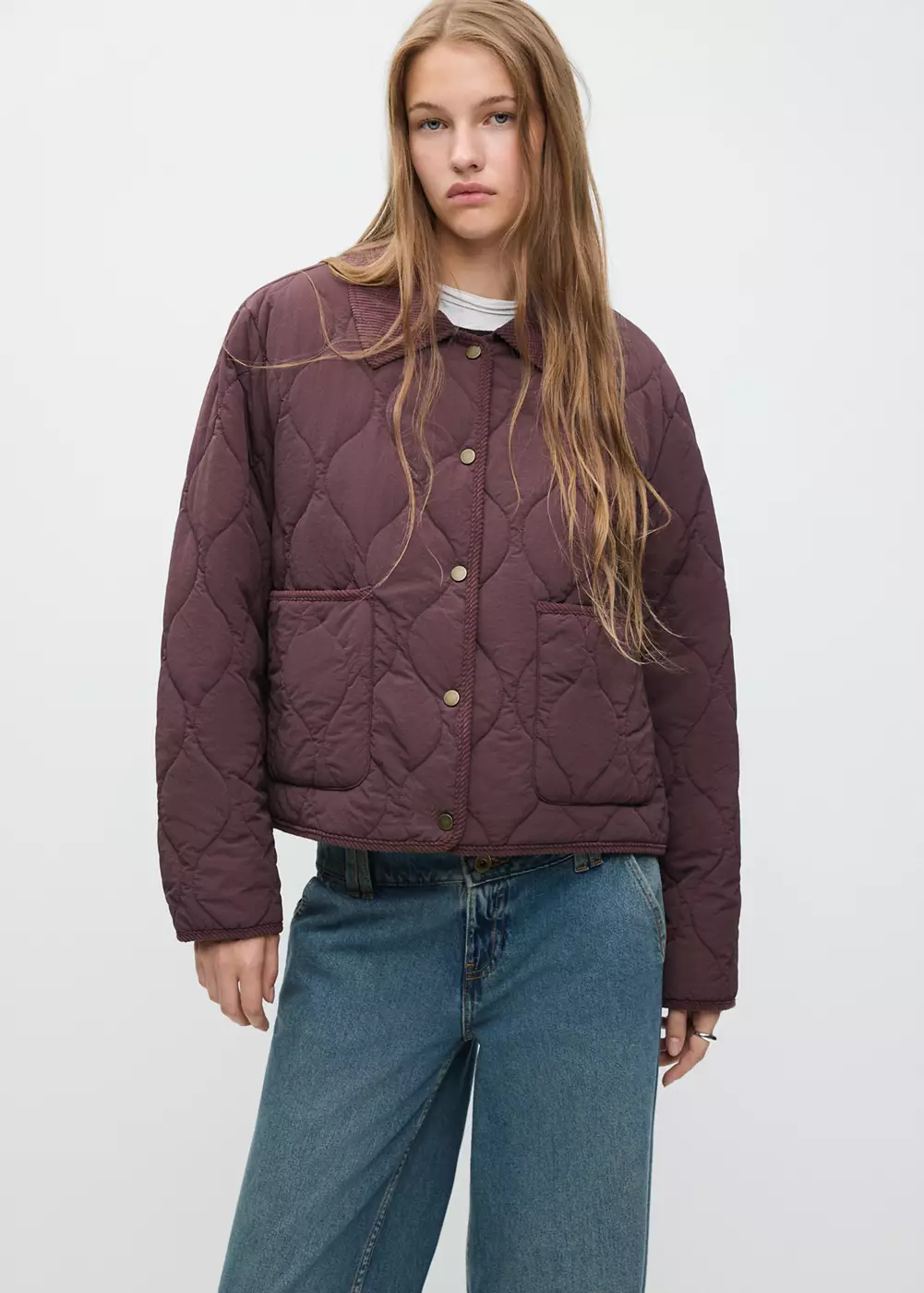 Veste matelassée détails velours côtelé, MANGO TEEN