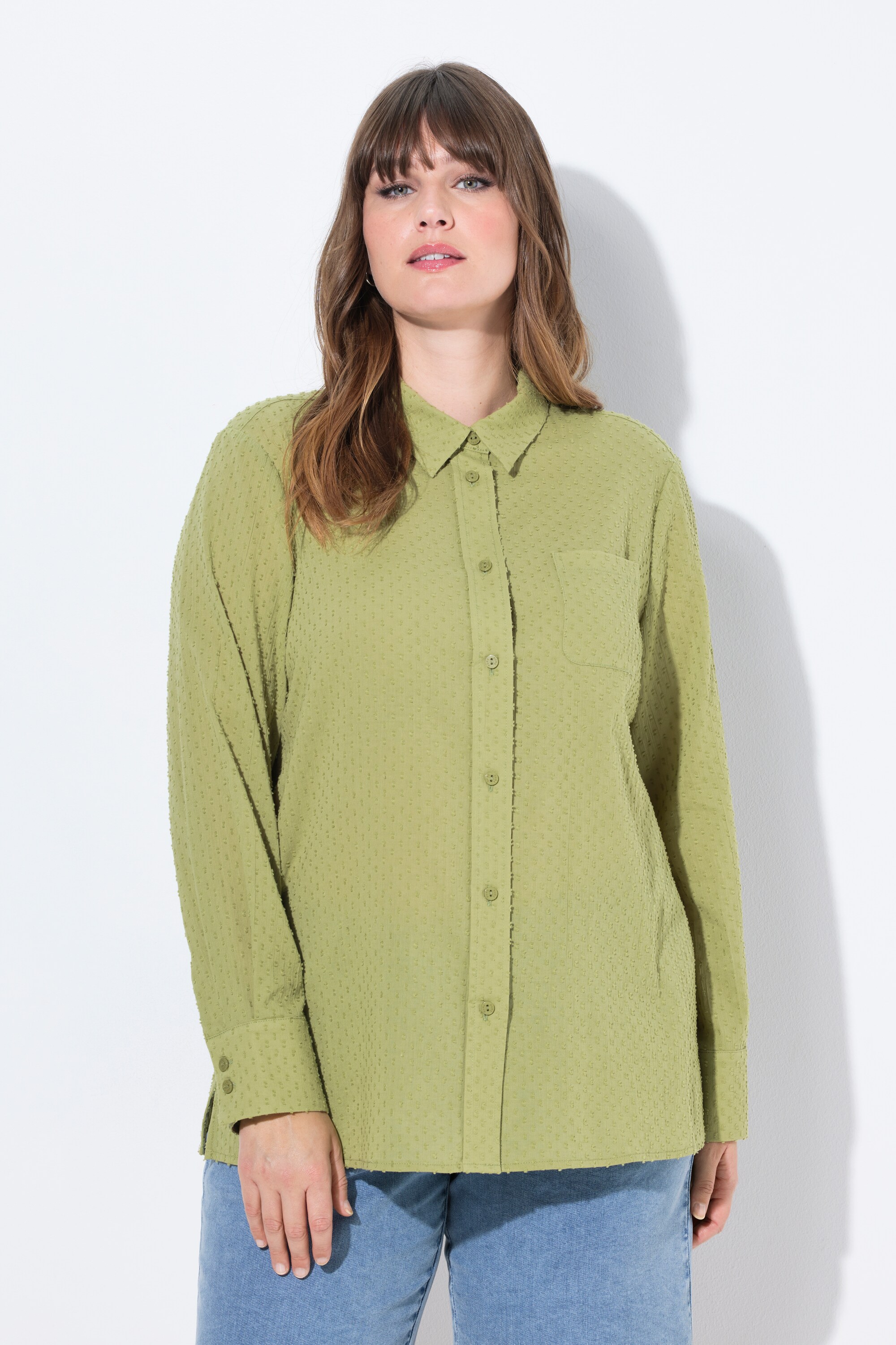 Blouse, pois, col chemise, manches longues, ULLA POPKEN